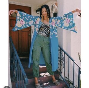 Novella Royale Georgia Robe Blue Geisha Robe Kimono NWOT S